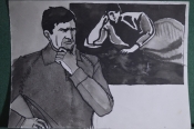 Рисунок, портрет. Актер Леонид Каневский. Художник Захарова Н. 1970 годы. СССР. Рисунок, портрет. Актер Леонид Каневский. Художник Захарова Н. 1970 годы. СССР.