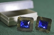 Запонки мужские. Прямоугольные, синий камень. Период СССР. Запонки мужские. Прямоугольные, синий камень. Период СССР.