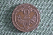 Монета 2 геллера 1897 года. Австро - Венгрия. Империя. Монета 2 геллера 1897 года. Австро - Венгрия. Империя.