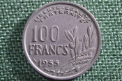 Монета 100 франков 1955 года, Франция. Монета 100 франков 1955 года, Франция.