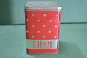 Банка жестяная в горошек для сыпучих продуктов Банка жестяная в горошек для сыпучих продуктов
