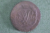 Монета 2 копейки 1757 (1755) года. Медь. Двойной перечекан. Крестовик, облачник. Царская Россия. Монета 2 копейки 1757 (1755) года. Медь. Двойной перечекан. Крестовик, облачник. Царская Россия.