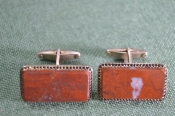 Запонки крупные. Вставка красная яшма. Клеймо 1СЮ. Серебро 875 проба. Позолота. СССР. Запонки крупные. Вставка красная яшма. Клеймо 1СЮ. Серебро 875 проба. Позолота. СССР.
