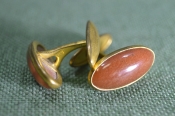 Запонки мужские. Овальные, оранжевый камень. Винтаж. Запонки мужские. Овальные, оранжевый камень. Винтаж.