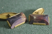 Запонки мужские. Прямоугольные, с цепочкой. Вставка - камень. Винтаж. Запонки мужские. Прямоугольные, с цепочкой. Вставка - камень. Винтаж.