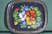 Поднос жостовский жестяной, маленький подносик. Цветы, букет. Жостово, СССР. Поднос жостовский жестяной, маленький подносик. Цветы, букет. Жостово, СССР.