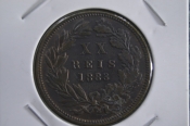 Монета 20 рейс рейсов 1883 года. Португалия. Монета 20 рейс рейсов 1883 года. Португалия.