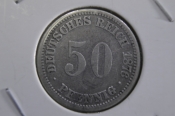 Монета 50 пфеннигов 1876 года. А. Серебро. Рейх. Германия. Империя. Монета 50 пфеннигов 1876 года. А. Серебро. Рейх. Германия. Империя.