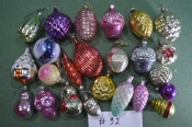 Елочные новогодние игрушки, украшения. 24 штуки. Ассорти. Стекло. Подборка # 92 Елочные новогодние игрушки, украшения. 24 штуки. Ассорти. Стекло. Подборка # 92