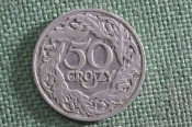 Монета 50 грошей 1923 года, Польша. Буквы WJ. Groszy, Rzeczpospolita Polska. #2 Монета 50 грошей 1923 года, Польша. Буквы WJ. Groszy, Rzeczpospolita Polska. #2