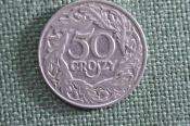 Монета 50 грошей 1923 года, Польша. Буквы WJ. Groszy, Rzeczpospolita Polska. #1 Монета 50 грошей 1923 года, Польша. Буквы WJ. Groszy, Rzeczpospolita Polska. #1