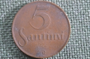 Монета 5 сантимов, сантим 1922 года, Латвия. Samtimu, Latvija Монета 5 сантимов, сантим 1922 года, Латвия. Samtimu, Latvija