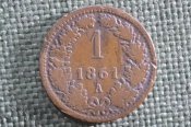 Монета 1 крейцер 1861 года, Австрия. Буква A. Монета 1 крейцер 1861 года, Австрия. Буква A.