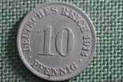 Монета 10 пфеннигов 1914 года, буквы A A. Deutsches Reich, Германская Империя. Монета 10 пфеннигов 1914 года, буквы A A. Deutsches Reich, Германская Империя.