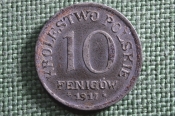 Монета 10 фенигов 1917 года. Буквы F F. 10 fenigow, Krolestwo Polskie. Немецкая оккупация, Польша. Монета 10 фенигов 1917 года. Буквы F F. 10 fenigow, Krolestwo Polskie. Немецкая оккупация, Польша.