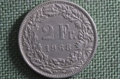 Монета 2 франка 1968 года. Швейцария. Helvetia. Монета 2 франка 1968 года. Швейцария. Helvetia.