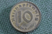 Монета 10 рейхспфеннигов пфеннигов 1939 года. Рейх. Германия. Монета 10 рейхспфеннигов пфеннигов 1939 года. Рейх. Германия.