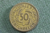 Монета 50 рентенпфеннигов 1924 года. Веймарская Республика. Веймар. Германия. Монета 50 рентенпфеннигов 1924 года. Веймарская Республика. Веймар. Германия.