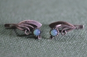 Серьги со вставкой. Зеленый камень. Серебро 925 проба звезда. СССР. 1950е. Серьги со вставкой. Зеленый камень. Серебро 925 проба звезда. СССР. 1950е.