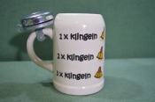Кружка керамическая пивная, со звонком. 1-2-3 звонка. Керамика, Германия. Звонок НЕрабочий. Кружка керамическая пивная, со звонком. 1-2-3 звонка. Керамика, Германия. Звонок НЕрабочий.