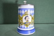 Кружка пивная, с крышкой. Портрет. Фарфор, Германия. Кружка пивная, с крышкой. Портрет. Фарфор, Германия.