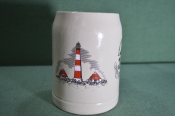 Кружка пивная керамическая на 0,5 литра. Jever Pilsener. Маяк, моряк. Керамика, Германия. Кружка пивная керамическая на 0,5 литра. Jever Pilsener. Маяк, моряк. Керамика, Германия.