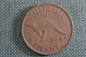 Монета 1 пенни 1945 года, Австралия. Кенгуру. Монета 1 пенни 1945 года, Австралия. Кенгуру.