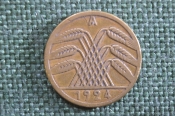 Монета 5 пфеннигов 1924 года. Веймар, Германия. Монета 5 пфеннигов 1924 года. Веймар, Германия.