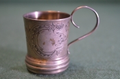 Кружка чарка с ручкой старинная. Серебро 84 проба. Царская Россия. #U Кружка чарка с ручкой старинная. Серебро 84 проба. Царская Россия. #U