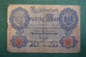 Бона, банкнота 20 Двадцать марок 1910 года. Германия. Бона, банкнота 20 Двадцать марок 1910 года. Германия.