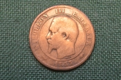 Монета 10 сантимов, Dix centimes, A. Император Наполеон III, Napoleon. Франция 1855 год. Монета 10 сантимов, Dix centimes, A. Император Наполеон III, Napoleon. Франция 1855 год.