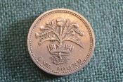 Монета 1 фунт 1984 год. One pound. Чертополох. Елизавета II, Великобритания. Монета 1 фунт 1984 год. One pound. Чертополох. Елизавета II, Великобритания.