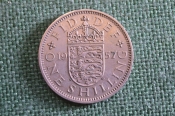 Монета 1 шиллинг 1957 год. Shilling. Елизавета II, Великобритания. Монета 1 шиллинг 1957 год. Shilling. Елизавета II, Великобритания.