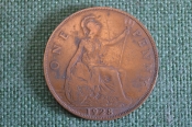 Монета 1 пенни 1928 год. One penny. Георг V, Великобритания. Монета 1 пенни 1928 год. One penny. Георг V, Великобритания.
