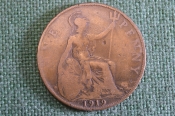 Монета 1 пенни 1919 год. One penny. Георг V, Великобритания. Монета 1 пенни 1919 год. One penny. Георг V, Великобритания.