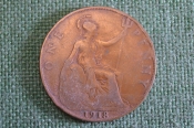 Монета 1 пенни 1918 год. One penny. Георг V, Великобритания. #2 Монета 1 пенни 1918 год. One penny. Георг V, Великобритания. #2