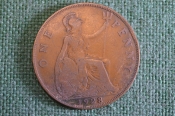 Монета 1 пенни 1928 года. One penny. Георг V, Великобритания. #5 Монета 1 пенни 1928 года. One penny. Георг V, Великобритания. #5