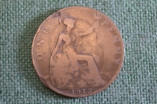 Монета 1 пенни 1912 года. One penny. Георг V, Великобритания. Монета 1 пенни 1912 года. One penny. Георг V, Великобритания.