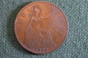 Монета 1 пенни 1928 года. One penny. Георг V, Великобритания. #3 Монета 1 пенни 1928 года. One penny. Георг V, Великобритания. #3