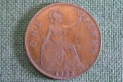 Монета 1 пенни 1935 года. One penny. Георг V, Великобритания. Монета 1 пенни 1935 года. One penny. Георг V, Великобритания.