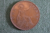 Монета 1 пенни 1928 года. One penny. Георг V, Великобритания. #4 Монета 1 пенни 1928 года. One penny. Георг V, Великобритания. #4