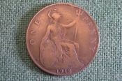 Монета 1 пенни 1918 год. One penny. Георг V, Великобритания. Монета 1 пенни 1918 год. One penny. Георг V, Великобритания.