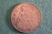 Монета 1 пенни 1935 год. One penny. Георг V, Великобритания. Монета 1 пенни 1935 год. One penny. Георг V, Великобритания.