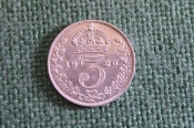 Монета 3 пенса 1920 год. Three pence. Серебро. Георг V, Великобритания. Монета 3 пенса 1920 год. Three pence. Серебро. Георг V, Великобритания.