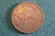 Монета 1 пенни 1951 года. Кенгуру. One penny. Георг VI, Australia, Австралия. Монета 1 пенни 1951 года. Кенгуру. One penny. Георг VI, Australia, Австралия.
