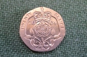 Монета 20 пенсов 2004 года. Twenty pence. Елизавета II, Великобритания. Монета 20 пенсов 2004 года. Twenty pence. Елизавета II, Великобритания.