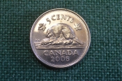 Монета 5 центов 2006 год. Бобр, бобер. Елизавета II. Canada, Канада. Монета 5 центов 2006 год. Бобр, бобер. Елизавета II. Canada, Канада.