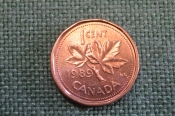 Монета 1 цент 1989 год. Кленовый лист. Елизавета II. Canada, Канада. Монета 1 цент 1989 год. Кленовый лист. Елизавета II. Canada, Канада.
