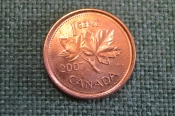 Монета 1 цент 2007 год. Кленовый лист. Елизавета II. Canada, Канада. Монета 1 цент 2007 год. Кленовый лист. Елизавета II. Canada, Канада.