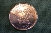 Монета 25 центов 2000 год. Миллениум, Празднование. Елизавета II. Canada, Канада. Монета 25 центов 2000 год. Миллениум, Празднование. Елизавета II. Canada, Канада.